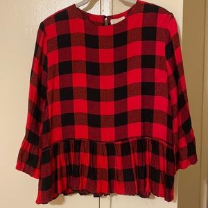 Checkered gingham peplum top